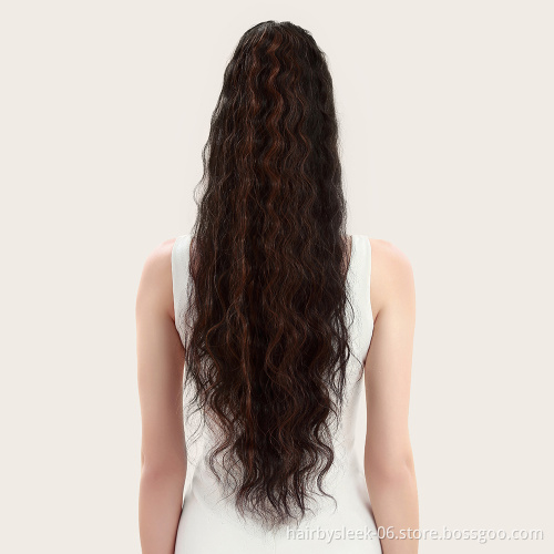 Rebecca Long Clip In Synthetic Hair Extensions Ponytail Heat Resistant Fiber Wrap Around Hairpiece Curly Straight Pony Tail